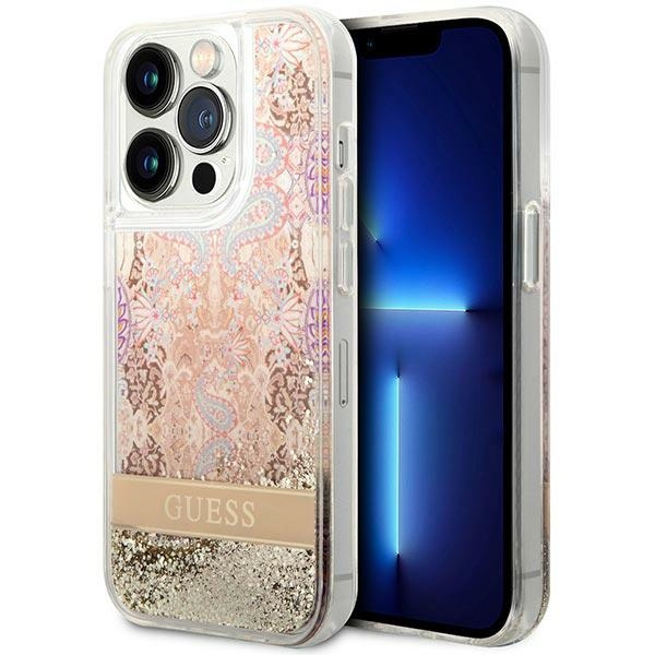 Case Guess GUHCP14XLFLSD iPhone 14 Pro Max 6.7" gold/gold hardcase Paisley Liquid Glitter