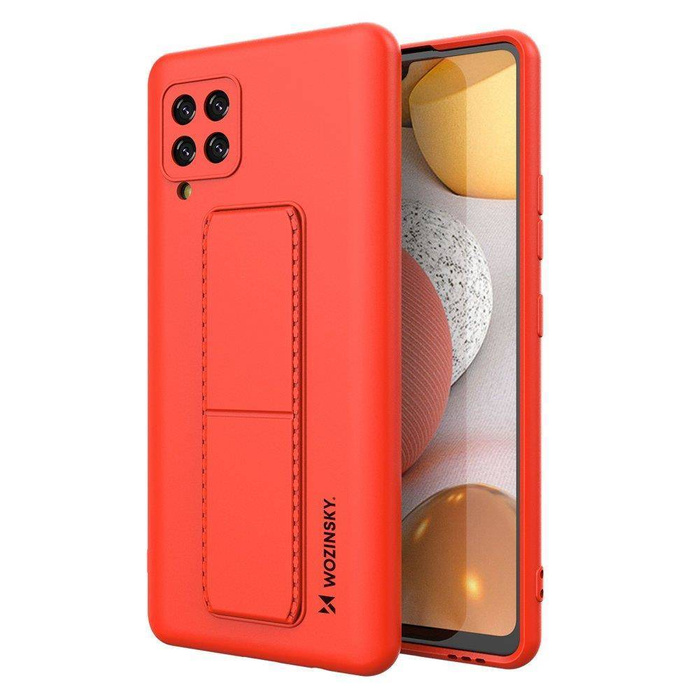 Wozinsky Kickstand Case Funda de silicona con soporte para Samsung Galaxy A42 5G Rojo