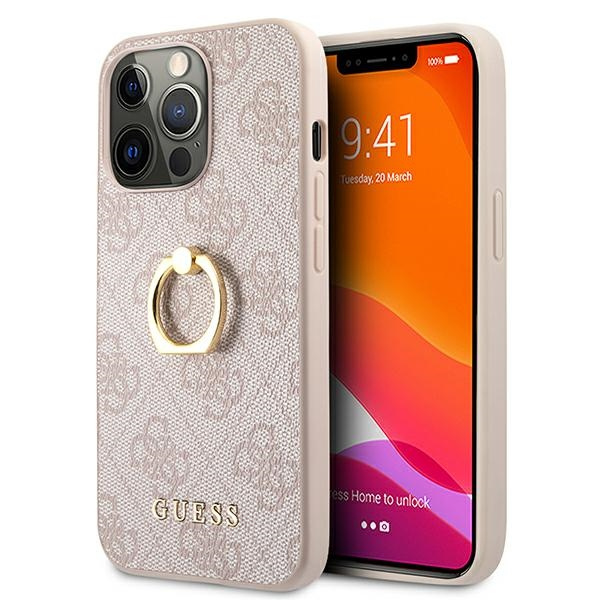 Case GUESS Apple iPhone 13 Pro Max 4G With Ring Stand Pink Hardcase