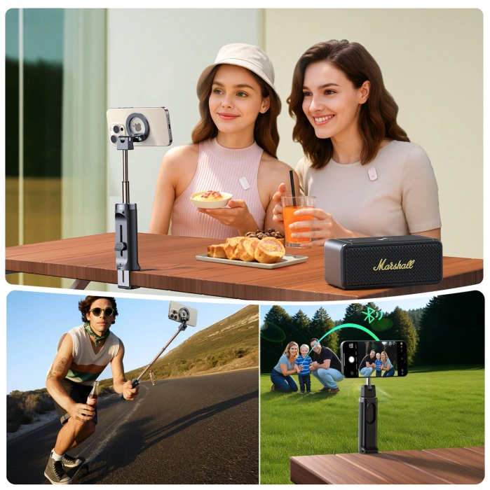 Selfie stick Joyroom JR-ZS509 kompatybilny z MagSafe z Bluetooth - czarny