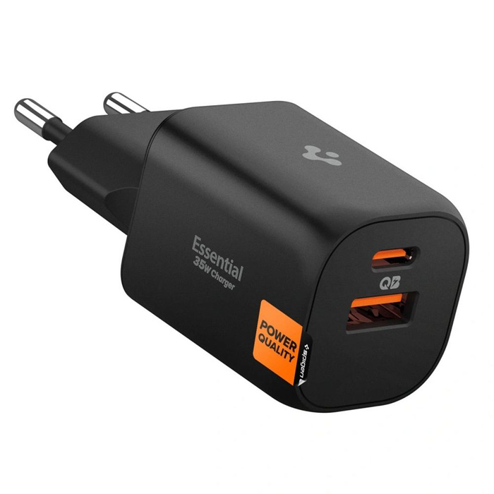Spigen ESSENTIAL EE352EU CHARGEUR RÉSEAU 2 PORTS 35W NOIR