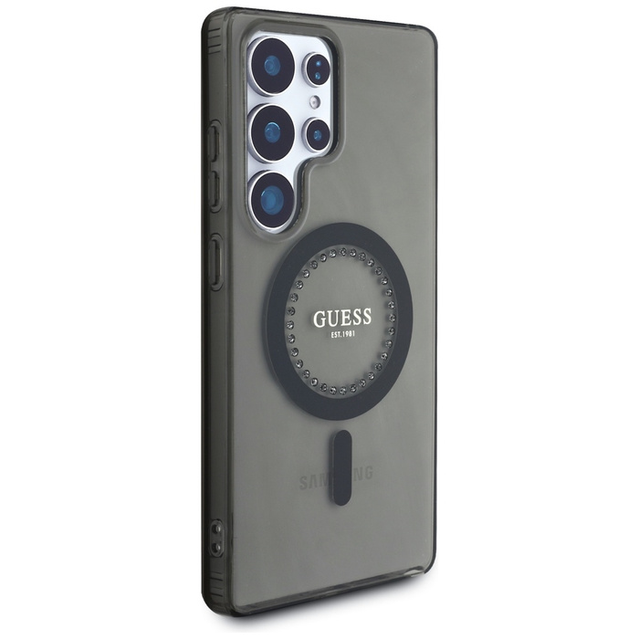 Etui Guess Rhinestones Printed Classic    Logo MagSafe Samsung Galaxy S25 Ultra czarny