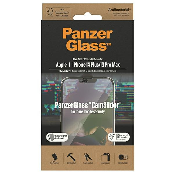 PanzerGlass Ultra-Wide Fit iPhone 14 Plus / 13 Pro Max 6,7" Bildschirmschutz CamSlider Antibakteriell Easy Aligner Inklusive 2797