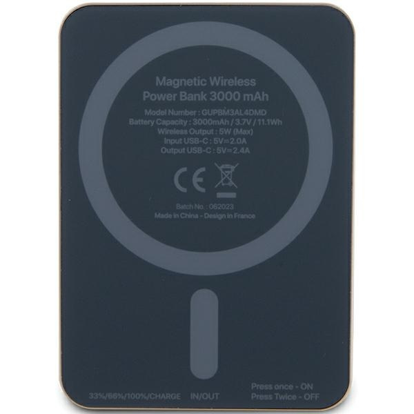 Guess Powerbank indukcyjny 5W GUPBM3ALGSGD 3000mAh złoty/gold MagSafe Metal Script Logo