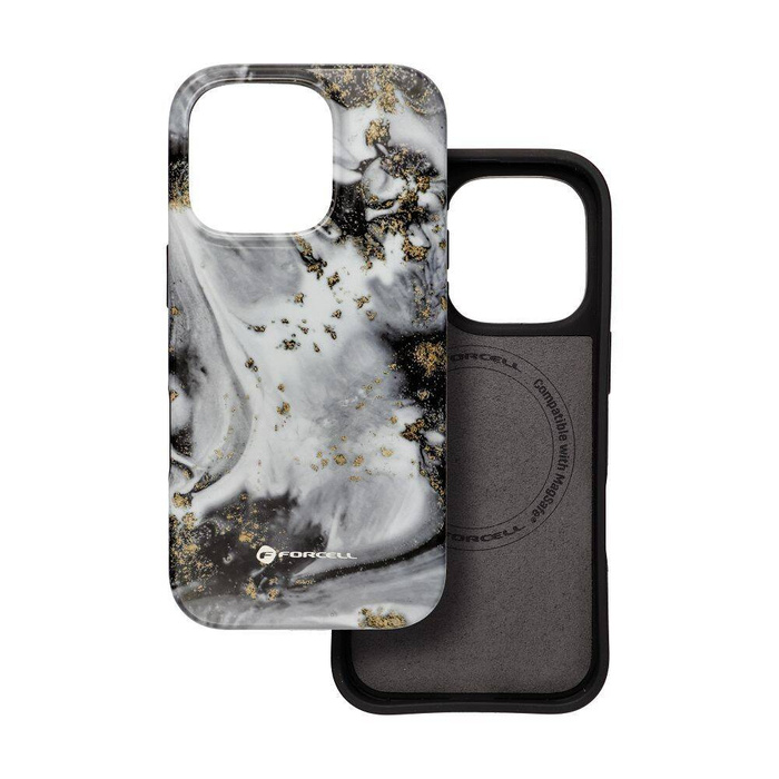 Etui na iPhone 16 PRO Forcell F-Protect Mirage zgodny z MagSafe Military Drop-Test silver fog