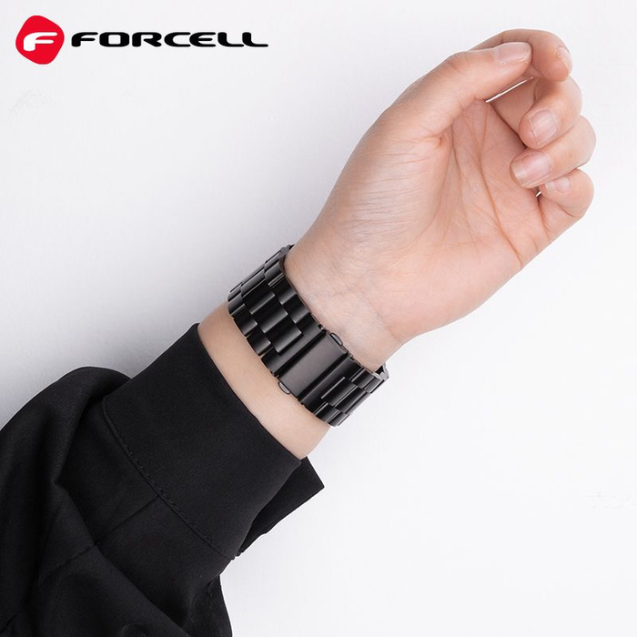 Pasek do Apple Watch Forcell F-Design FA10 zatrzask stal 38 / 40 / 41 mm czarny