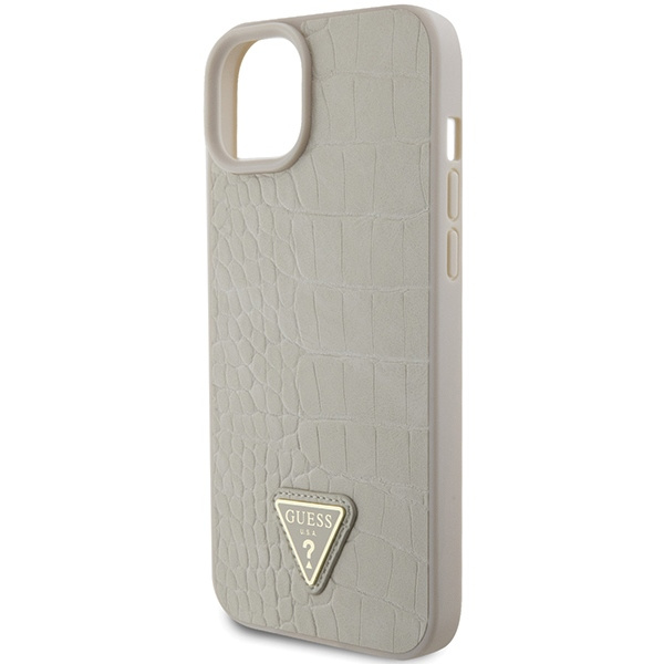 Case Guess GUHCP15SPCRTHCD iPhone 15 6.1" gold/gold hardcase Croco Triangle Metal Logo Case