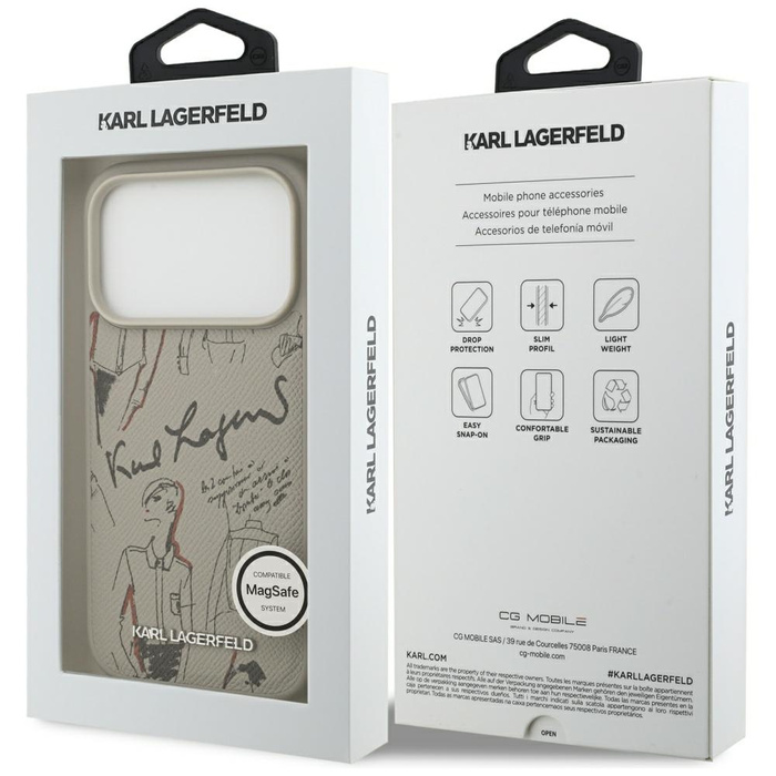 Etui Karl Lagerfeld Grained Pattern &    Logo MagSafe do iPhone 17 Pro szary