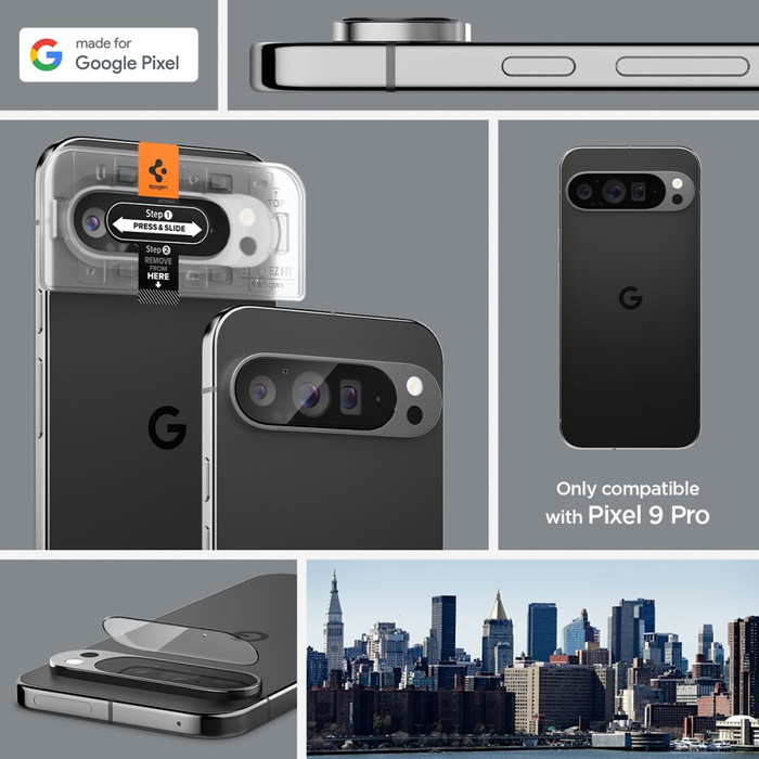 Spigen PROTEZIONE FOTOCAMERA OPTIK.TR "EZ FIT" PROTEZIONE FOTOCAMERA 2-PACK GOOGLE PIXEL 9 PRO CRYSTAL CLEAR