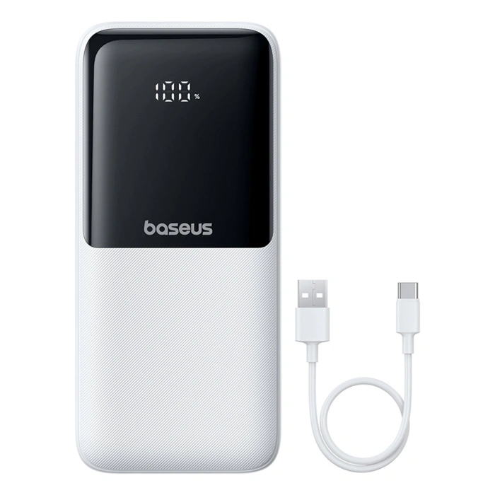 Powerbank Baseus Lipow 20000mAh 22,5W z dwoma wbudowanymi kablami z dodatkowym kablem Baseus Simple USB-A - USB-C 3A 20cm - biały