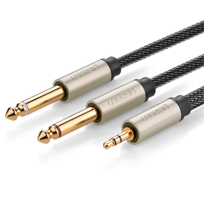 Câble Ugreen câble audio mini jack 3,5 mm - 2 x jack 6,35 mm 1m gris (AV126)
