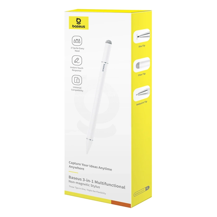 Baseus Smooth Writing III 3in1 Passive Stylus - Non-magnetic Version - White