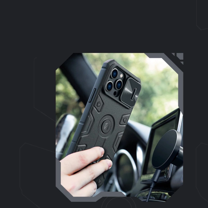 Etui Nillkin CamShield Armor Pro Magnetic Case etui iPhone 14 Pro Max magnetyczny pokrowiec MagSafe z osłoną na aparat czarne