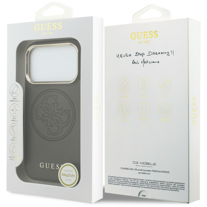 Etui Guess Perforated 4G MagSafe do      iPhone 17 Pro Max brązowy