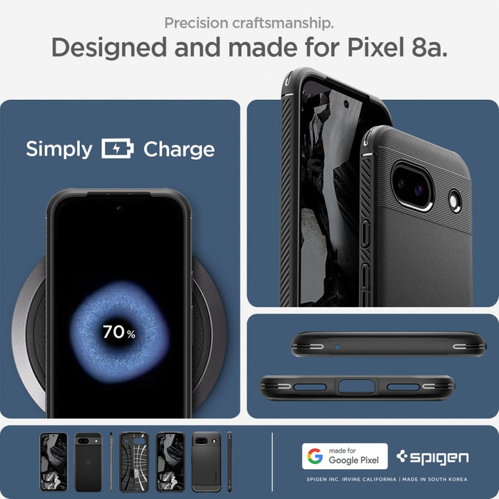 Funda Spigen Rugged Armor MATTE Google Pixel 8a Negro