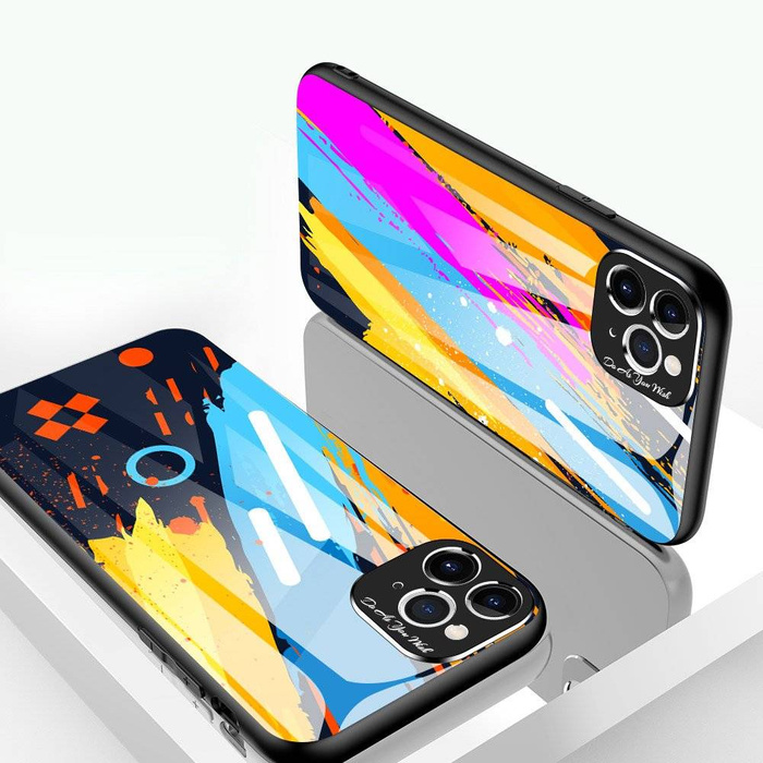 Barevné sklo Case pouzdro kryt překryvný glasses tvrzené sklo s krytem fotoaparátu iPhone 11 Pro Max vzor 2