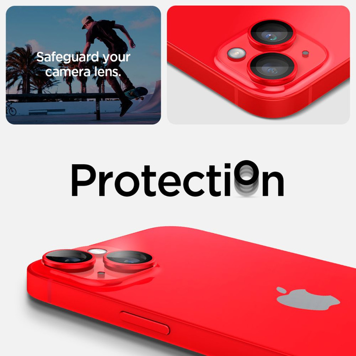 PROTECTOR DE CÁMARA Spigen OPTIK.TR "EZ FIT" PROTECTOR DE CÁMARA 2-PACK IPhone 14 / 14 PLUS ROJO