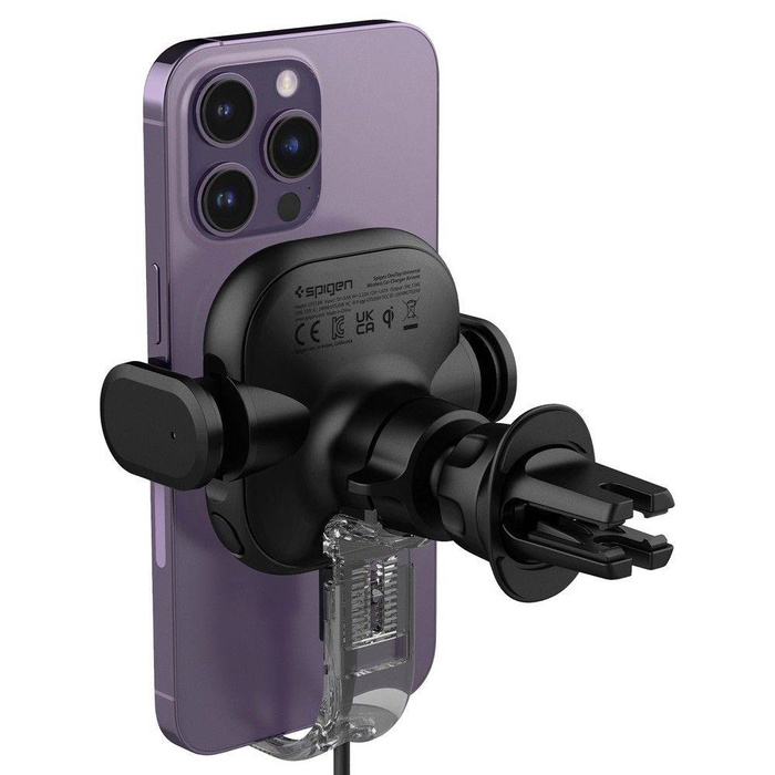 Support Spigen Uts12w Onetap Universal Vent Car Mount Wireless Charger Noir