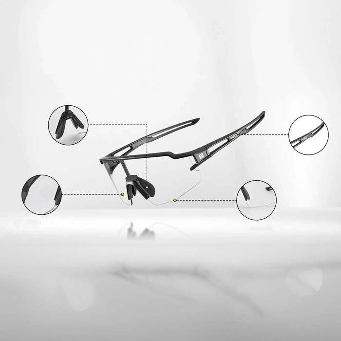 Lunettes de vélo photochromiques UV400 Rockbros 10175 noires