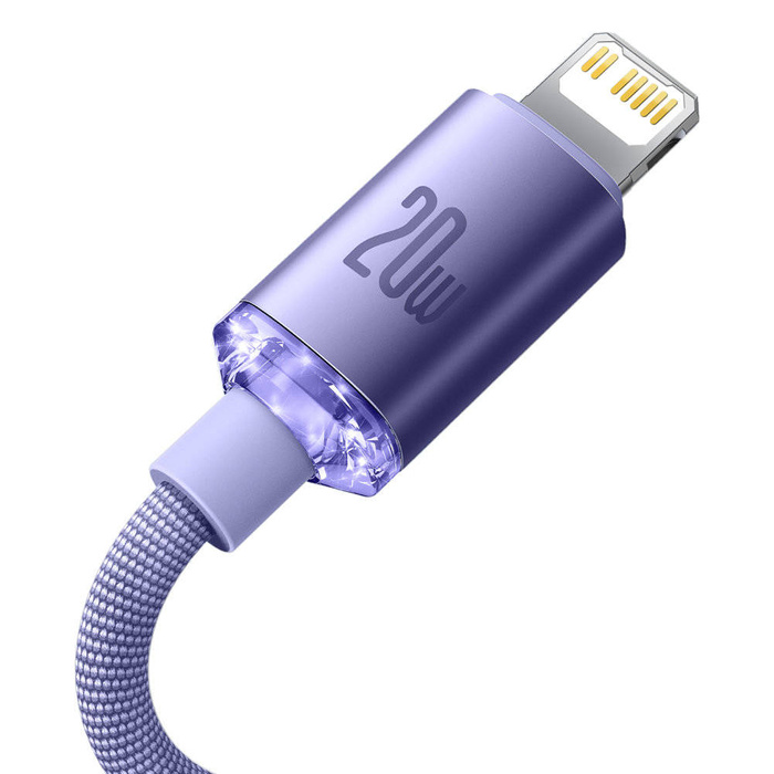 Baseus crystal shine series fast charging data cable USB Type C to Lightning 20W 1.2m purple (CAJY000205)