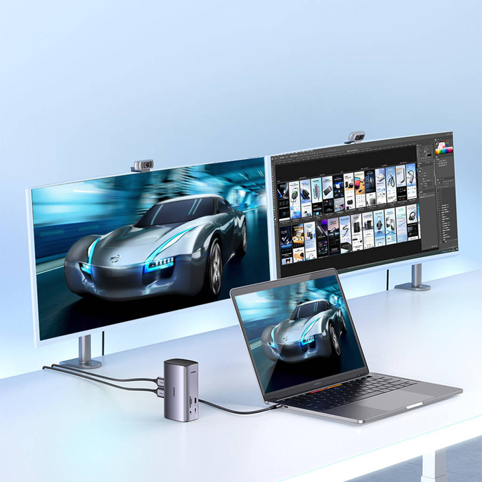 Ugreen Multifunción HUB 12in1 USB C USB HDMI DP RJ45 AUX SD TF gris (CM555)