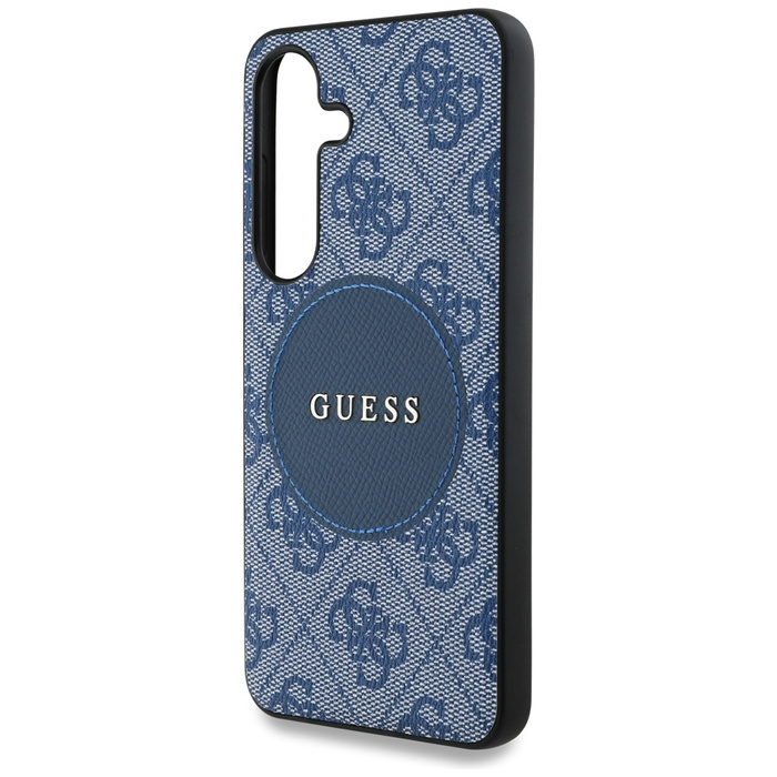 Etui Guess 4G Round Patch Classic Logo    MagSafe do Samsung Galaxy S25+ niebieski