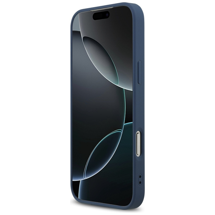 Etui Guess Leather 4G Triangle Strass    MagSafe do iPhone 17 Pro Max niebieski