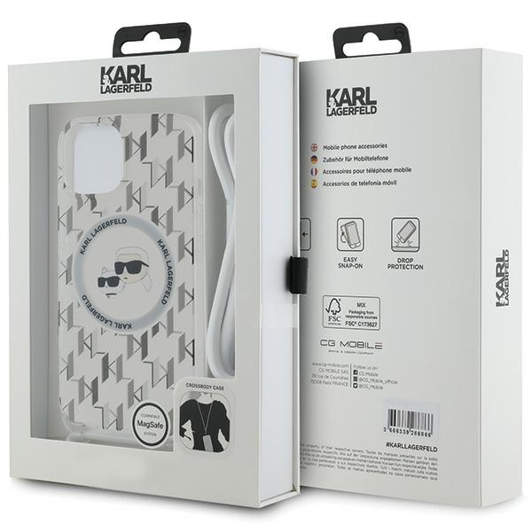 Etui Karl Lagerfeld KLHMP15SHCKCKLCT iPhone 15 / 14 / 13 6.1" transparent hardcase IML Crossbody Monogram Karl & Choupette Head MagSafe
