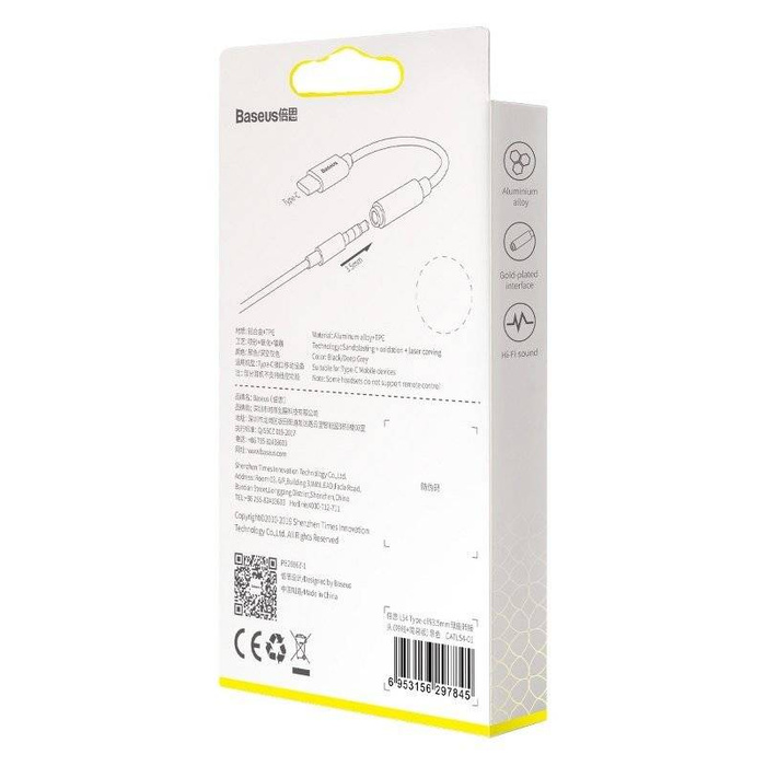 BASEUS USB-C Mini Jack 3,5 mm audio adaptér L54 Black