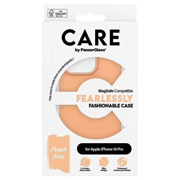 Etui CARE by PanzerGlass Fashion Case iPhone 16 Pro 6.3" brzoskwiniowy/peachy MagSafe 1390