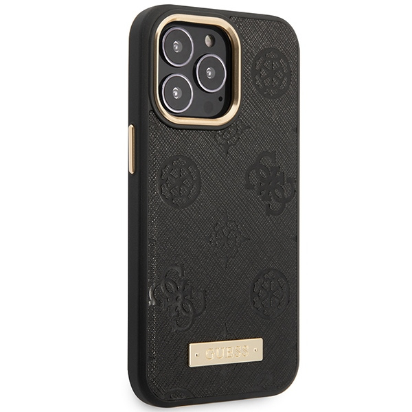 Guess GUHMP14LSAPSTK iPhone 14 Pro 6.1" noir/noircase Plaque logo Peony MagSafe
