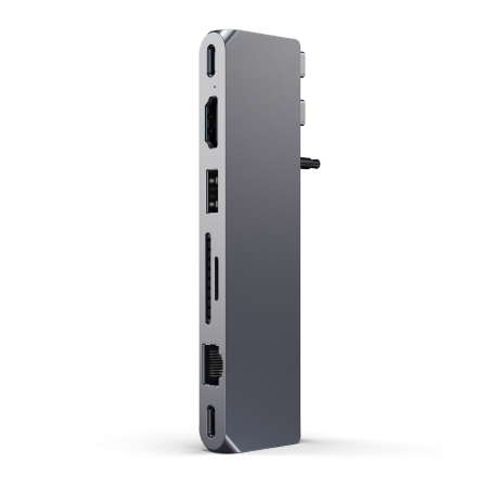 Satechi Pro Hub max - aluminiowy Hub z podwójnym USB-C do MacBook (2x USB-C, USB-A, 4K HDMI, czytnik kart micro/SD, Ethernet, jack port) (space gray)