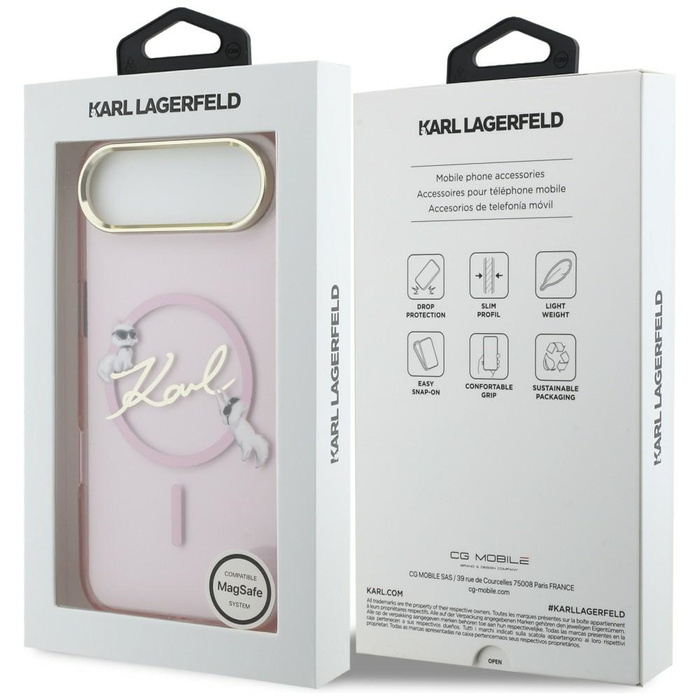 Etui Karl Lagerfeld IML Choupettes Karl  Script Logo MagSafe do iPhone Air różowy