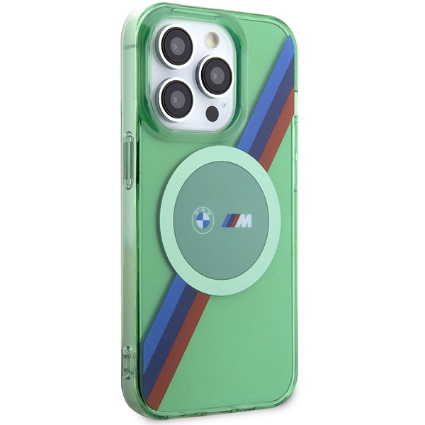 Coque Bmw Bmhmp15lhdtn IPhone 15 Pro 6.1" Vert/vert Hardcase M Tricolor Stripes MagSafe Case