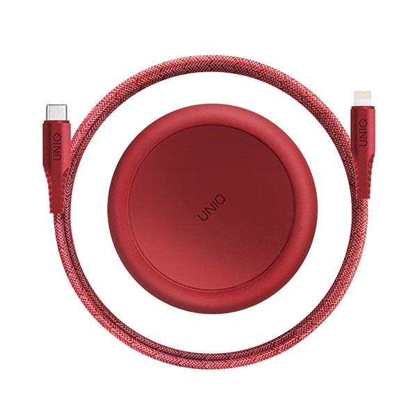 UNIQ MFI Halo USB-C-Lightning 18W Cable Nylon Coil 1.2m Red