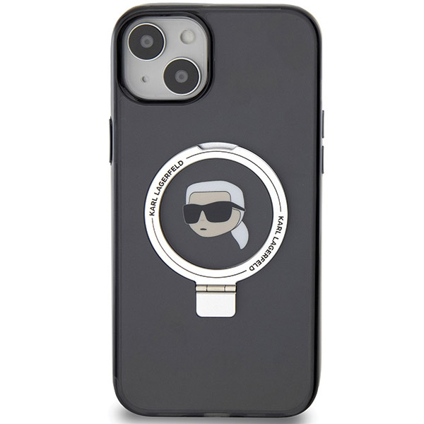 Funda Karl Lagerfeld KLHMP15SHMRSKHK iPhone 15 6,1" negro/negro durocase Soporte de anillo Karl Head MagSafe Case