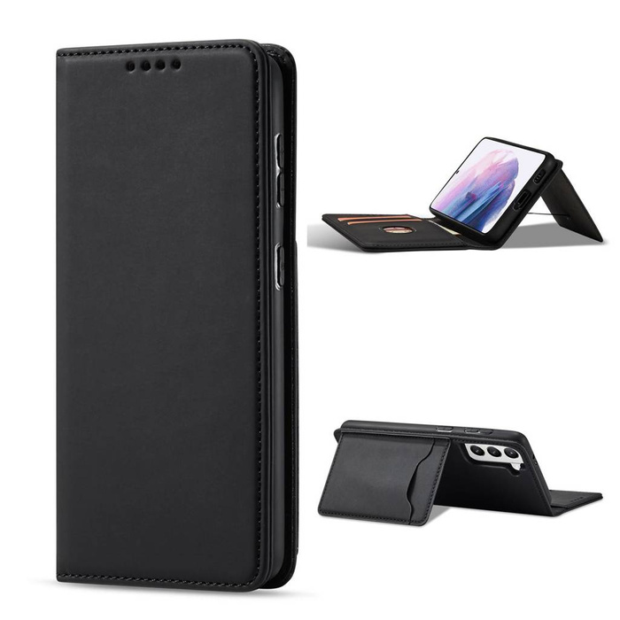 Étui pour cartes magnétiques pour Samsung Galaxy S22 + (S22 Plus) pochette portefeuille porte-cartes noir