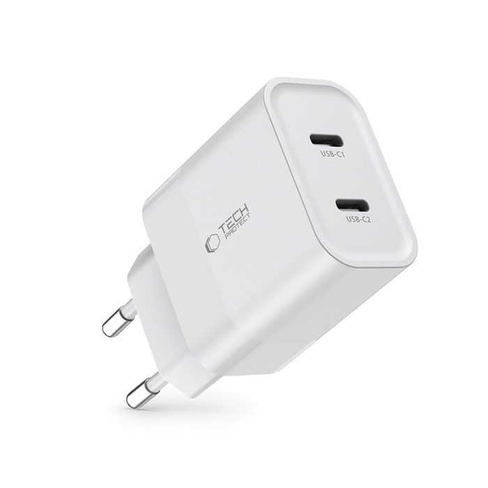 TECH-PROTECT C20W 2-PORT NETWORK CHARGER PD20W WHITE