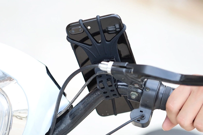 Drehbarer Fahrradhalter aus Silikon mit austauschbarem Kopf – schwarz