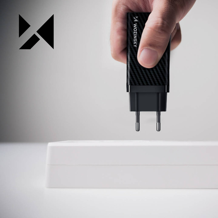 Wozinsky 65W GaN-Ladegerät mit USB-Anschlüssen, USB C unterstützt QC 3.0 PD schwarz (WWCG01)