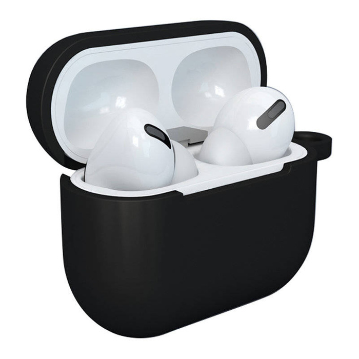 Hülle für AirPods 3 silikoneu soft case kopfhörer + Schlüsselanhänger schwarz (case D)