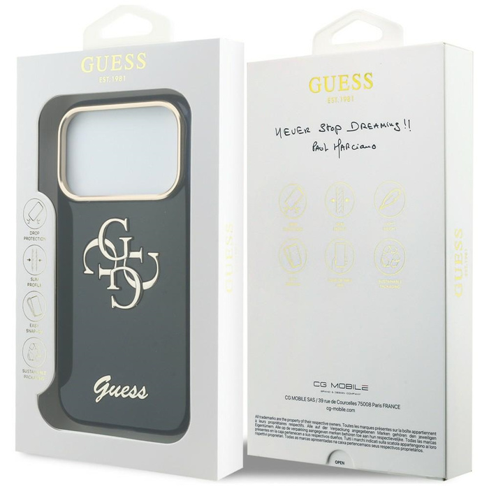 Etui Guess IML 4G Script Metal do iPhone 17 Pro niebieski
