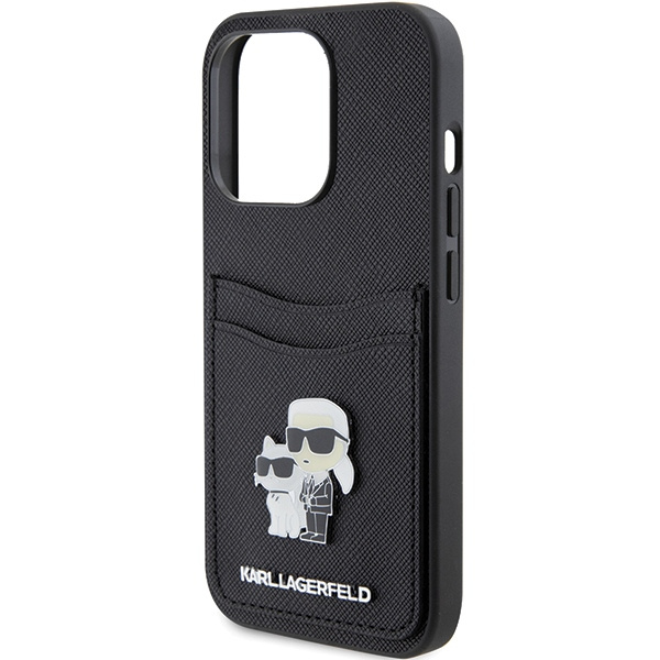 Karl Lagerfeld KLHCP15LSAPKCNPK iPhone 15 Pro 6.1" noir/noircase Saffiano Cardslot Karl&amp;Choupette Metal Pin