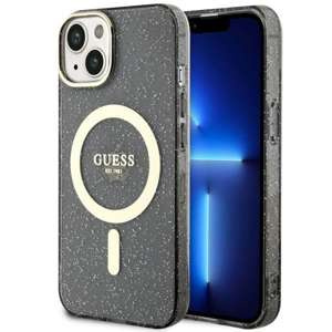 Case Guess GUHMP14MHCMCGK iPhone 14 Plus 6.7" black/black hardcase Glitter Gold MagSafe Case