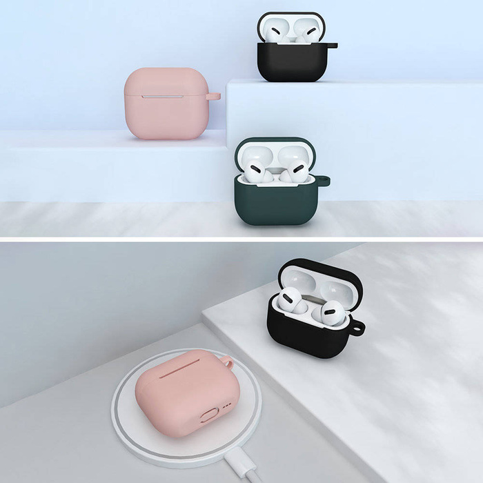 Case for AirPods 3 silikonew soft case headphones + key ring pendant black (case D)