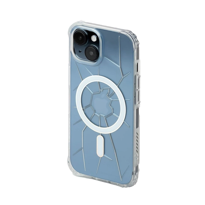 Coque en silicone MagSafe Kingxbar PQY Crack Series pour iPhone 15 - transparente
