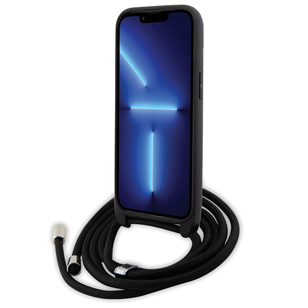 Etui Karl Lagerfeld KLHCP15SSASKNPSK iPhone 15 6.1" hardcase czarny/black Crossbody Saffiano Monogram Metal Pin Karl & Choupette Case