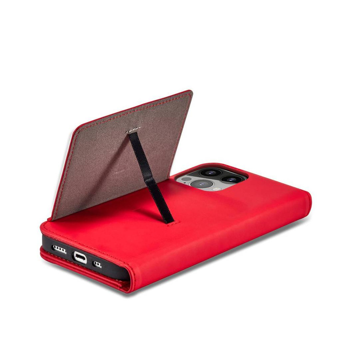 Magnet Card Case Case pour iPhone 14 Pro Max Flip Cover Wallet Stand Rouge
