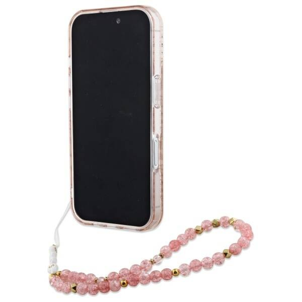 Etui Guess iPhone 16 Plus 6.7" różowy/pink hardcase IML Flowers Allover Electro With Pearl Strap MagSafe