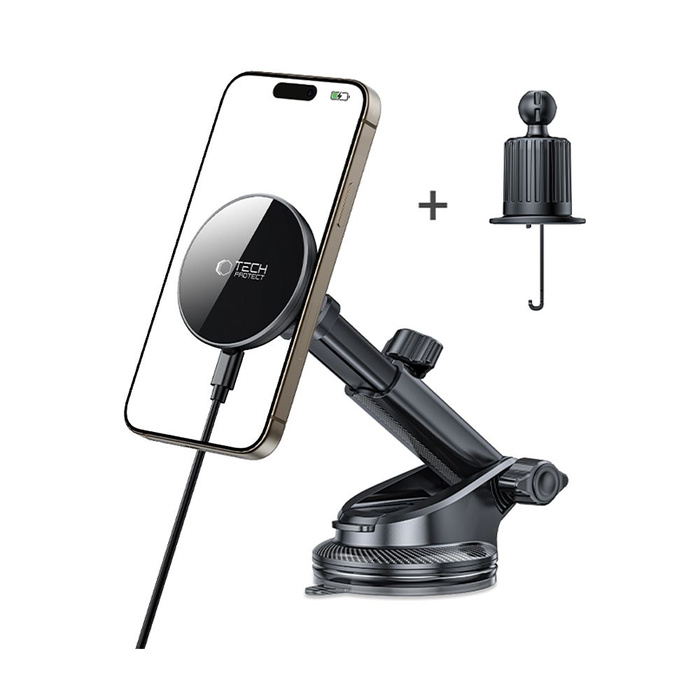 TECH-PROTECT MM15W-V10 MAGNETIC MAGSAFE DASHBOARD & VENT CAR MOUNT WIRELESS CHARGER 15W BLACK